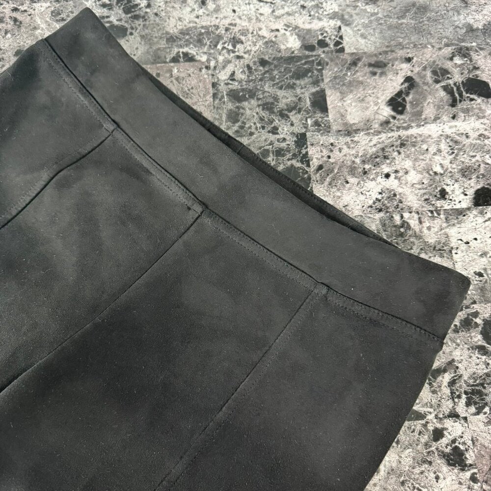 Andrew Marc Faux Suede Pants Women Small Black Pull On Straight Leg Trousers